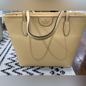 NWT Kate Spade Lori tote Day Break butter yellow large work zipper bag 2 strap